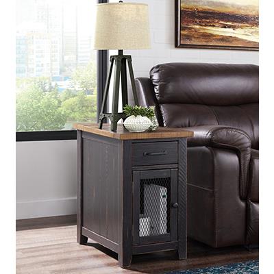 Black & Honey End Table with power